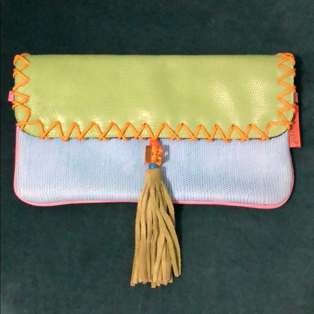 Bacamunda Colorful Python Clutch - image 1